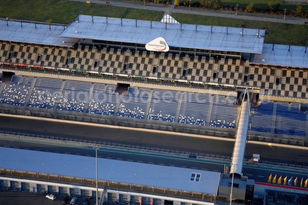 Aerial photograph Klettwitz - Blick auf die Tribüne am Lausitzring / EuroSpeedway Lausitz. Kontakt: EuroSpeedway Verwaltungs GmbH,