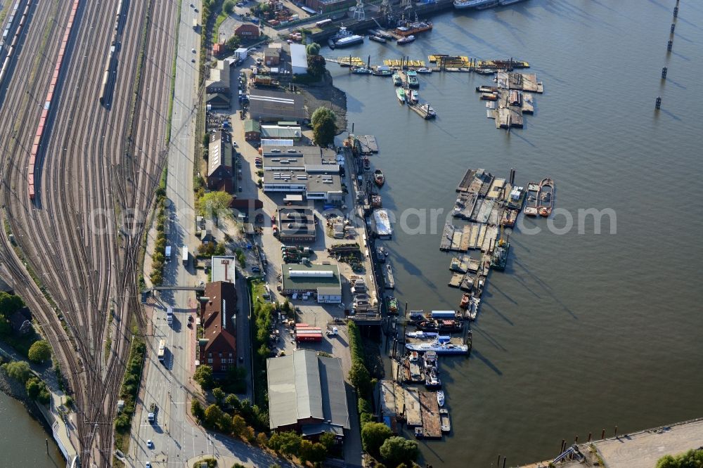 Aerial photograph Hamburg - Luebeck riverside in Hamburg-Mitte / Kleiner Grasbrook. A project of the Hamburg Port Authority HPA