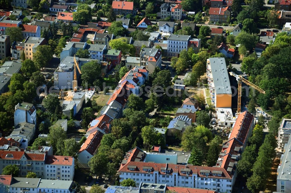 Aerial photograph Berlin - Construction site for the construction of gaps along the multi-family house residential housing estate Friedlander Strasse in the district Adlershof in Berlin, Germany