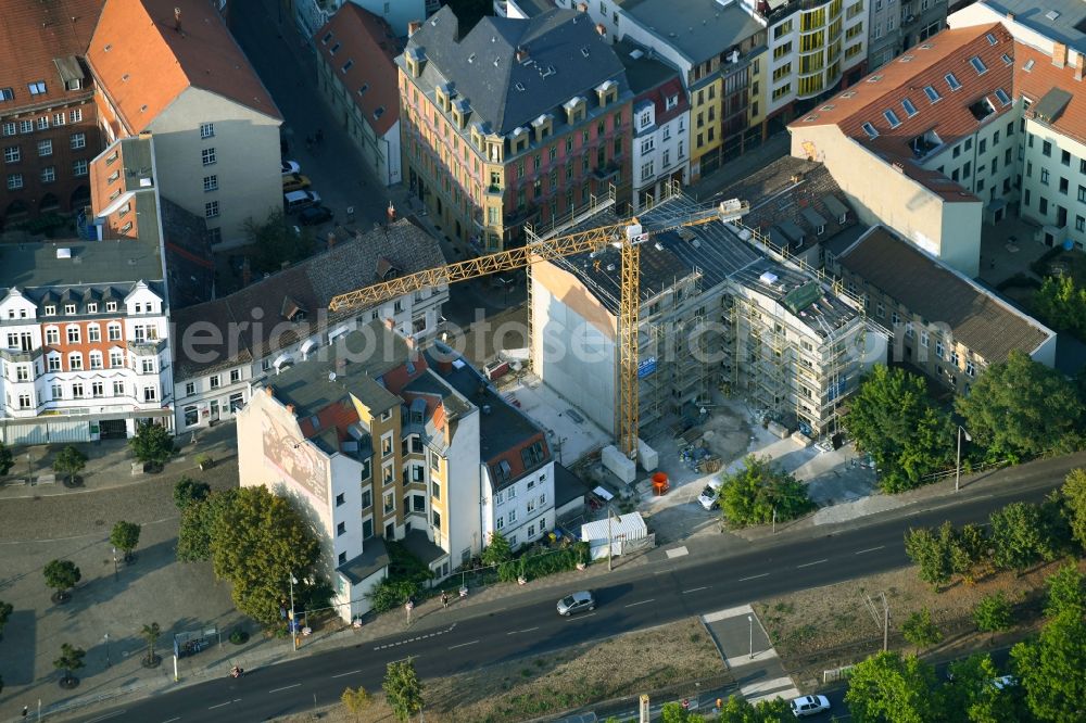 Aerial photograph Berlin - Construction site for the construction of gaps along the multi-family house residential housing estate Mueggelheimer Strasse - Gruenstrasse in the district Koepenick in Berlin, Germany