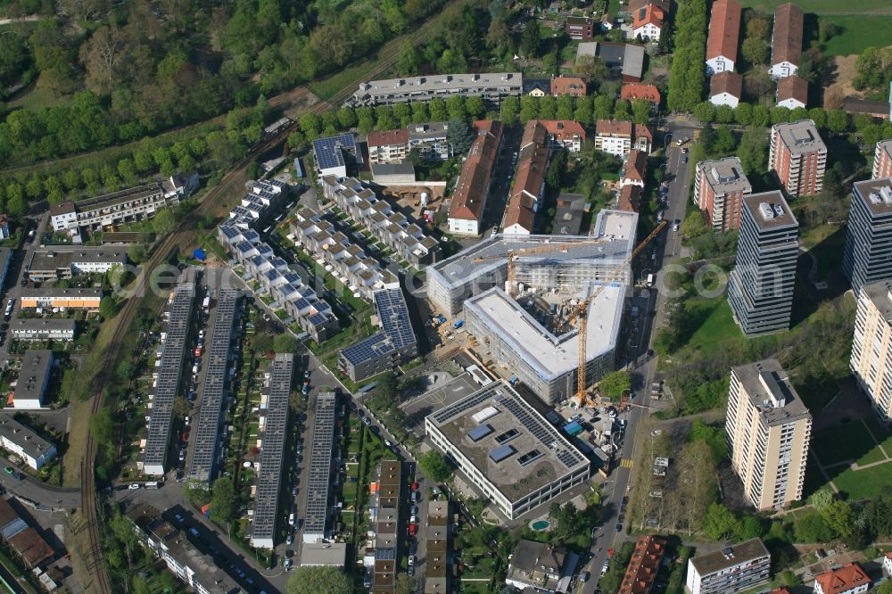 Aerial image Basel - New construction site in the multi-family house residential housing estate Schorenweg-Areal in Basel, Switzerland