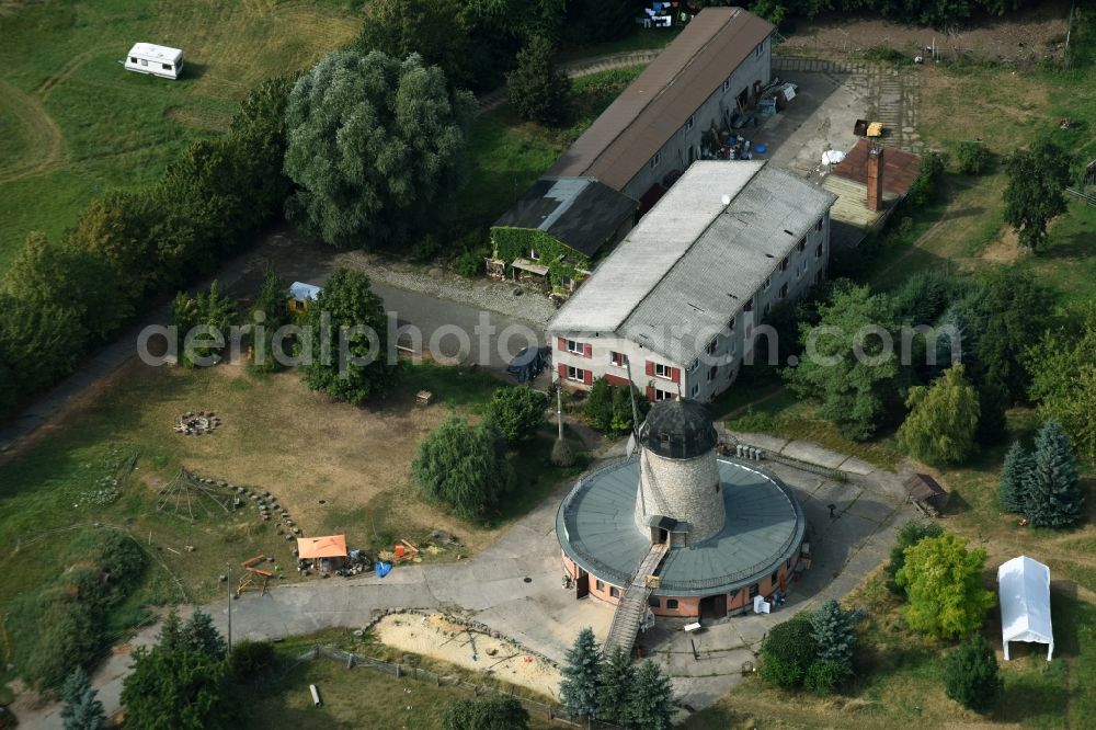 Aerial image Heichelheim - LebensLernOrt center with a conference center and wind mill in Heichelheim in the state of Thuringia. The premises are used for seminars and workshops