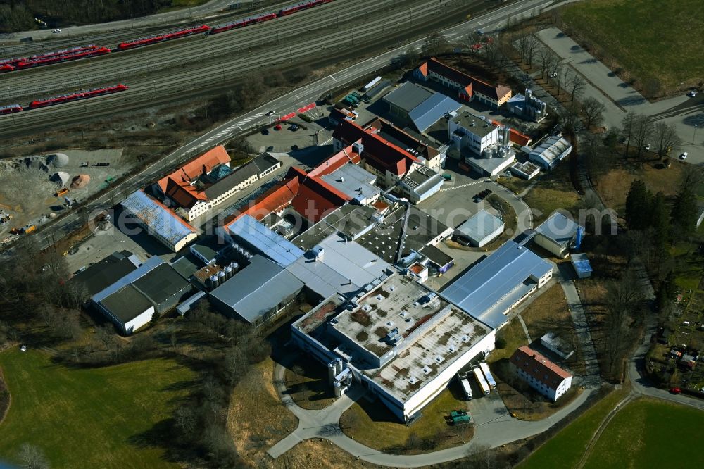 Aerial photograph Kempten (Allgäu) - Buildings and production halls on the food manufacturer's premises Edelweiss GmbH & Co. KG in Kempten (Allgaeu) in the state Bavaria, Germany