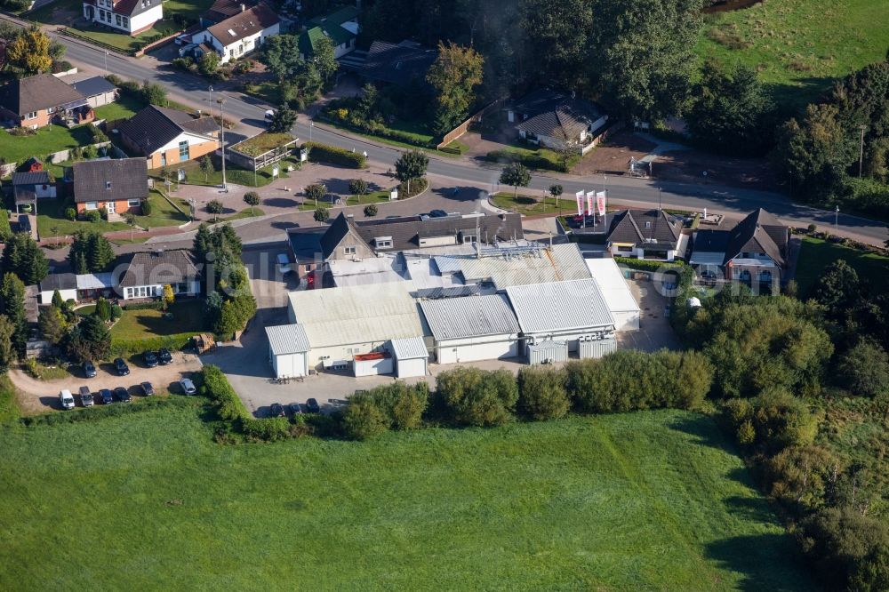 Eggebek from the bird's eye view: Buildings and production halls on the food manufacturer's premises Hoppe Fleischwaren GmbH on Klinkenberg in Eggebek in the state Schleswig-Holstein, Germany