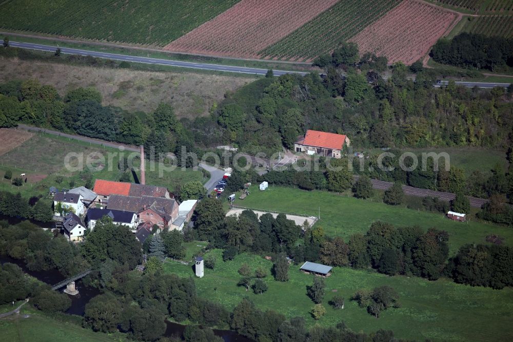 Aerial photograph Merxheim - Leather workshop in the Gänsmühle of Merxheim municipality Bad Sobernheim in Rhineland-Palatinate