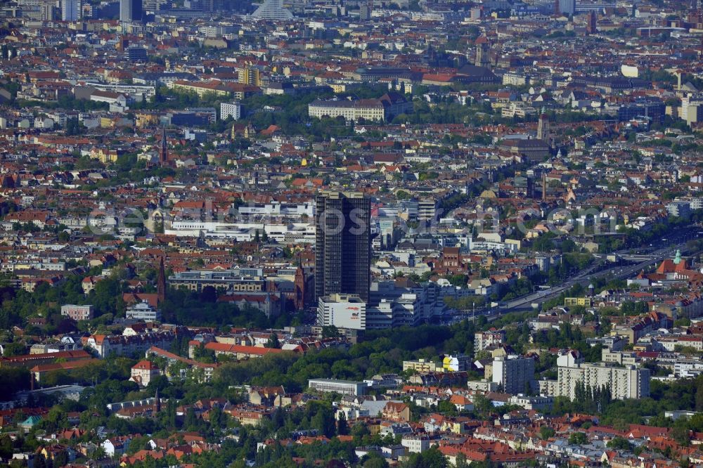 Berlin from above - View of the Steglitzer Kreisel, a building complex with an office tower in Berlins district of Steglitz