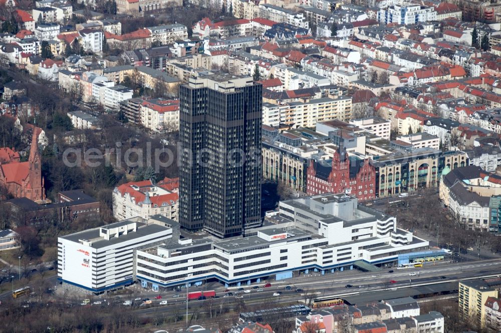 Berlin from the bird's eye view: View of the Steglitzer Kreisel, a building complex with an office tower in Berlins district of Steglitz