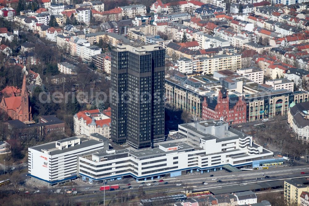 Aerial image Berlin - View of the Steglitzer Kreisel, a building complex with an office tower in Berlins district of Steglitz