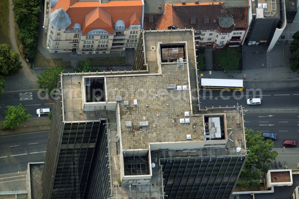 Aerial image Berlin - View of the Steglitzer Kreisel, a building complex with an office tower in Berlins district of Steglitz