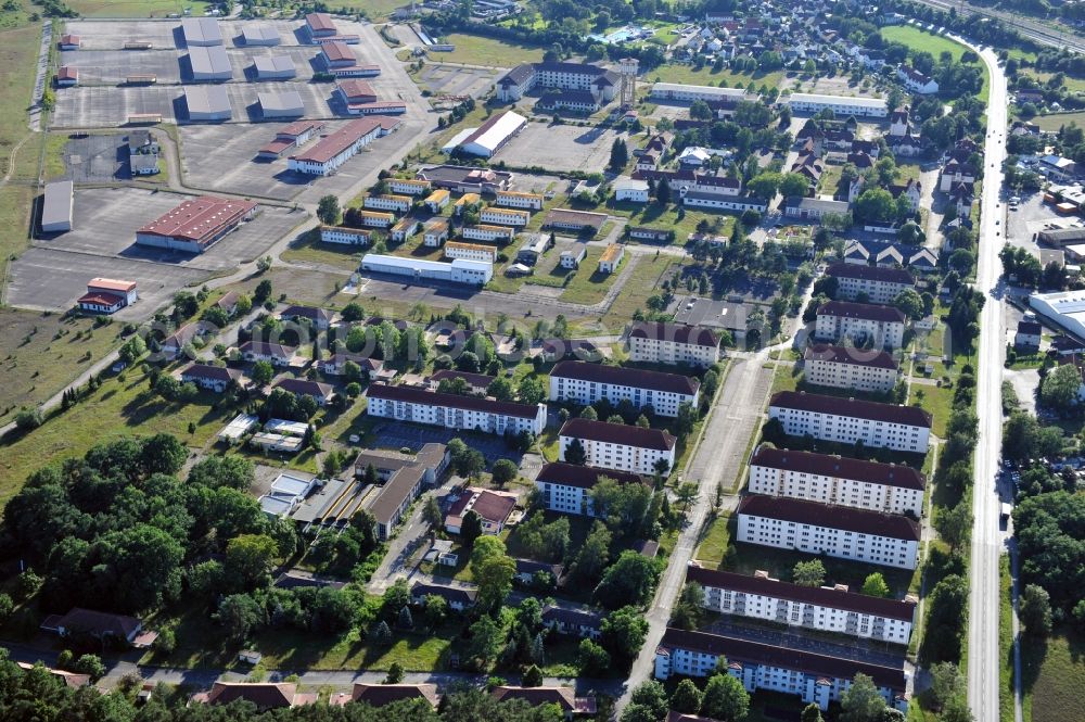 Aerial image Babenhausen - Look at the vacant former barracks of the U.S. Army. The site is up for sale and is partially monument protected