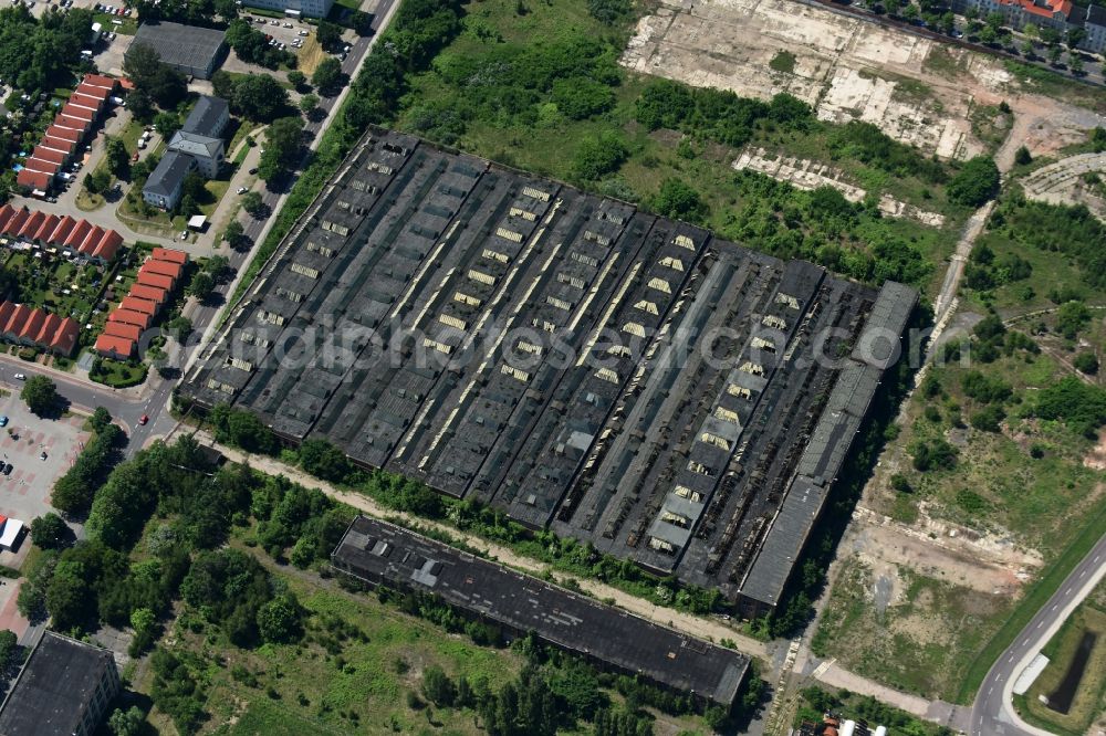 Magdeburg from above - Vacant, unused factory building in the Salbker street in Magdeburg in the state Saxony-Anhalt