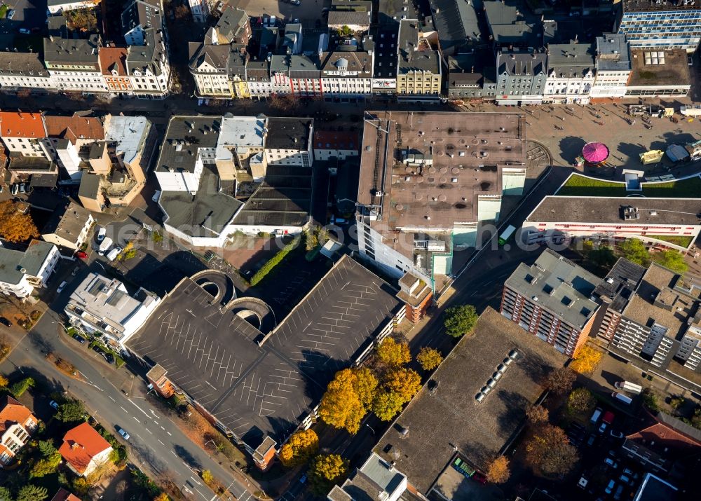 Aerial photograph Herne - Building of the former shopping center Horten Kaufhaus on Robert-Brauner-Platz in Herne in the state North Rhine-Westphalia