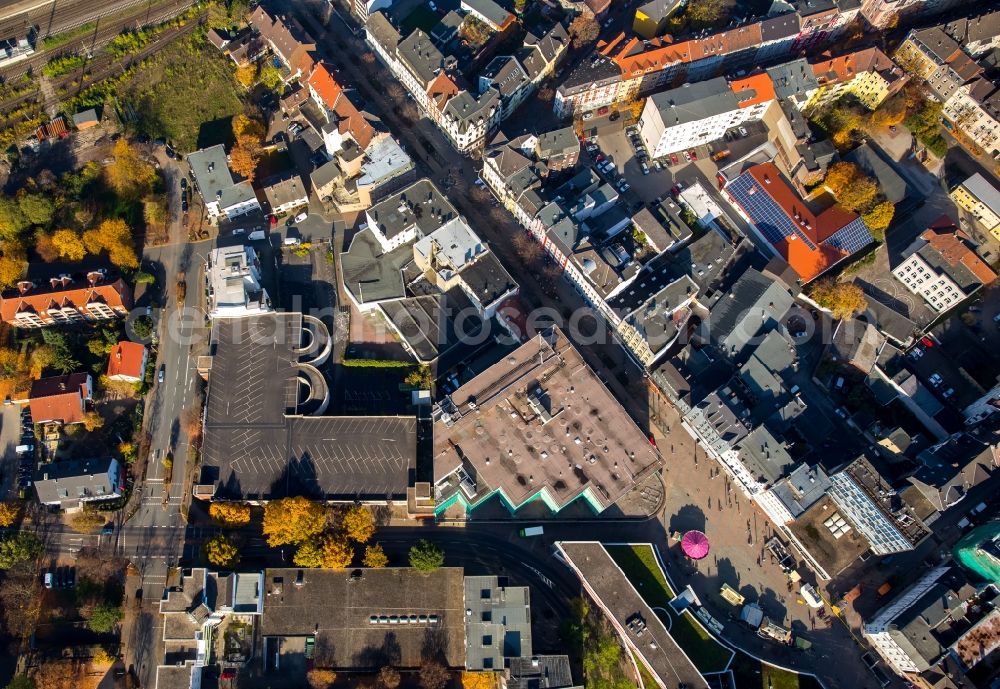 Herne from above - Building of the former shopping center Horten Kaufhaus on Robert-Brauner-Platz in Herne in the state North Rhine-Westphalia