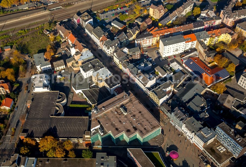 Aerial image Herne - Building of the former shopping center Horten Kaufhaus on Robert-Brauner-Platz in Herne in the state North Rhine-Westphalia