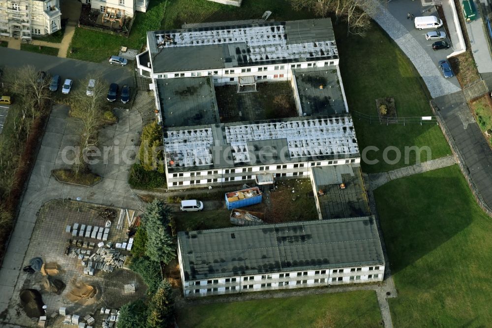 Frankfurt (Oder) from the bird's eye view: Vacant, unused building a container settlement in Frankfurt (Oder) in the state Brandenburg