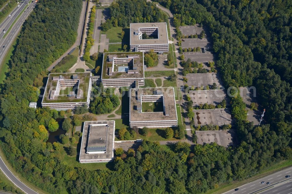 Aerial image Stuttgart - Vacant, unused building and former head office of the IBM Deutschland GmbH in Stuttgart in the state Baden-Wuerttemberg