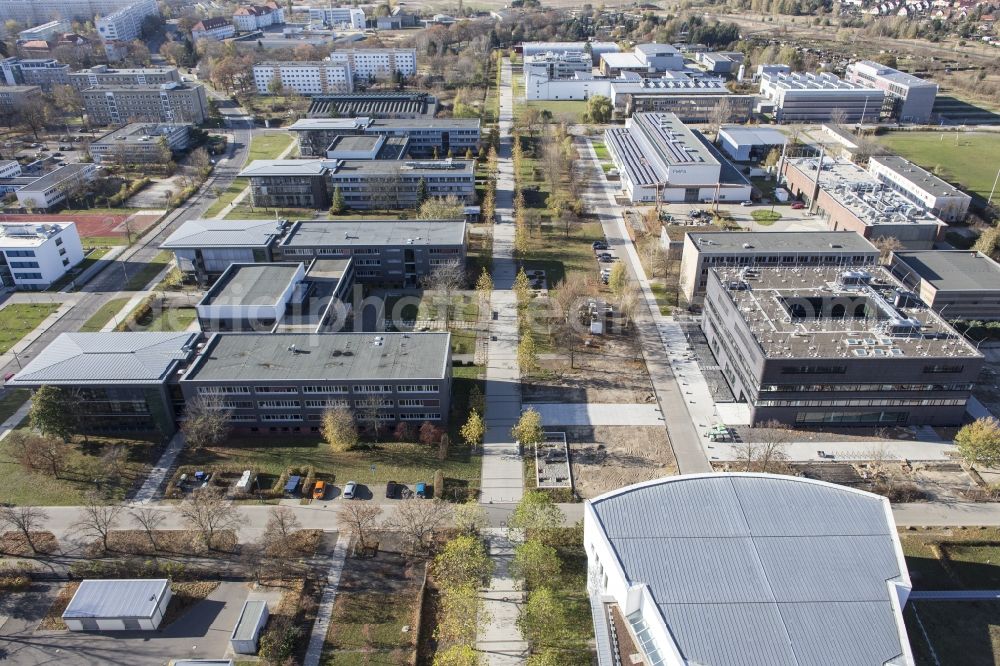 Aerial image Cottbus - View of educational facilities on the campus of the BTU ( Brandenburg University of Technology ) Cottbus - Senftenberg in the state of Brandenburg. In July 2013 the university was established through a merger of the BTU Cottbus and the Lausitz University