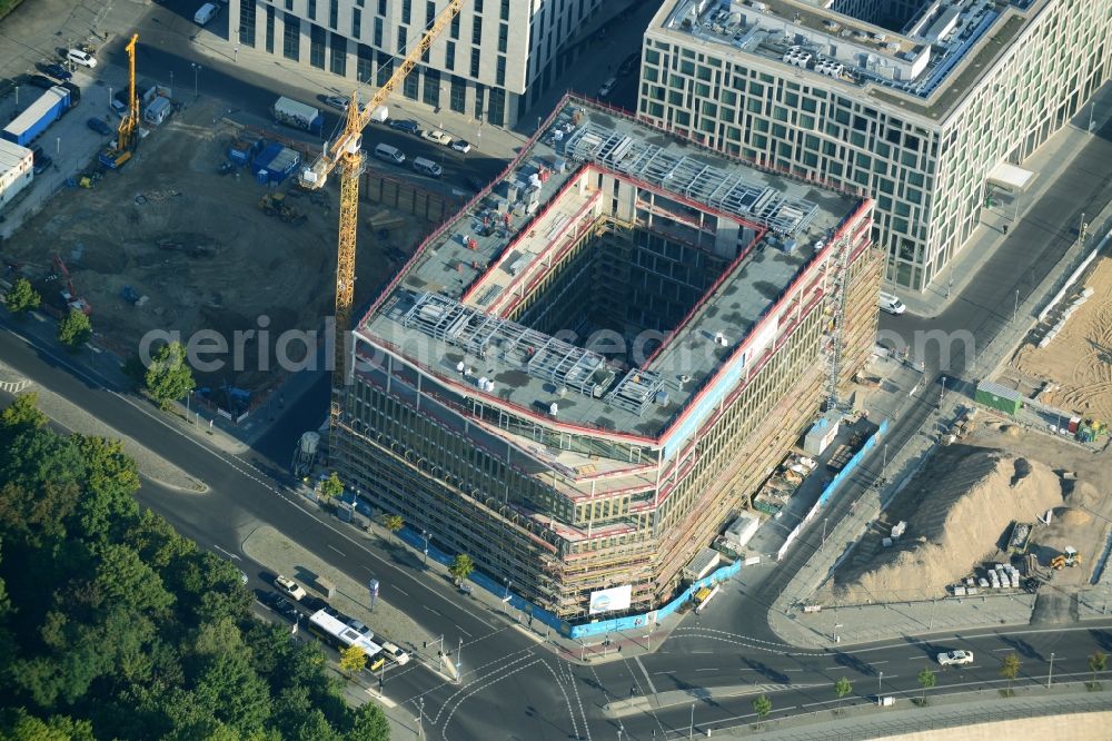 Aerial photograph Berlin Moabit - Lehrter Stadtquartier quarter in the Moabit part of Berlin in Germany. The quarter consists of 5 blocks which form a complex of office buildings and hotels