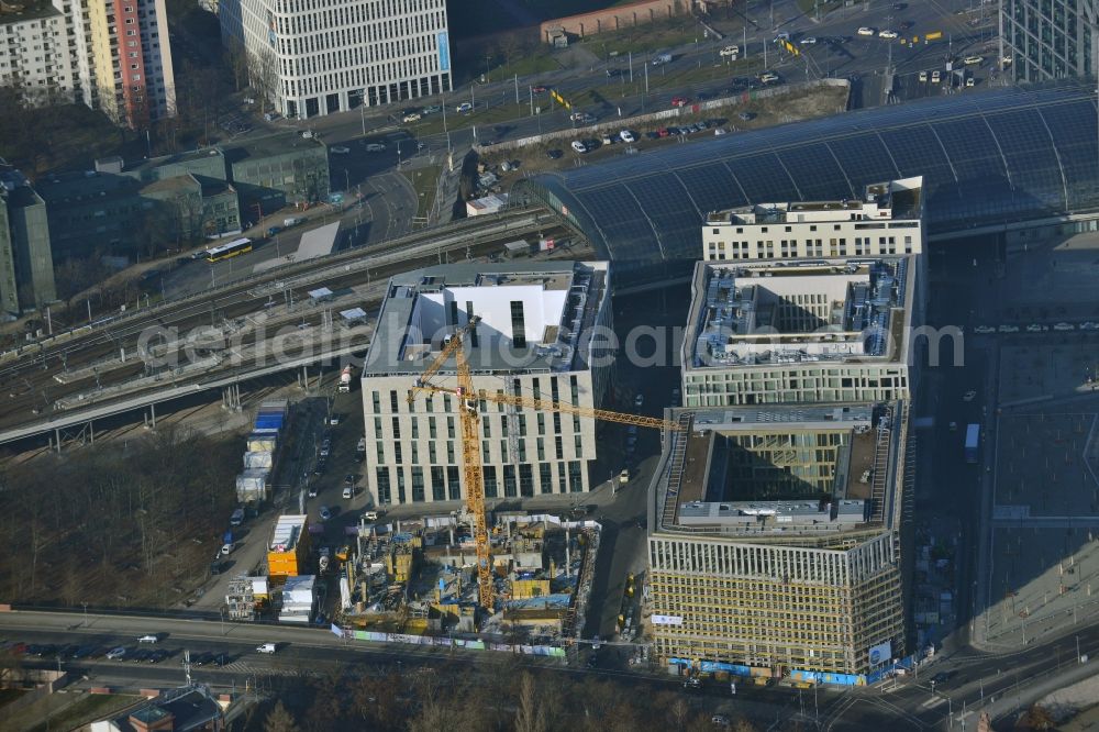 Aerial photograph Berlin - Lehrter Stadtquartier quarter in the Moabit part of Berlin in Germany. The quarter consists of 5 blocks which form a complex of office buildings and hotels