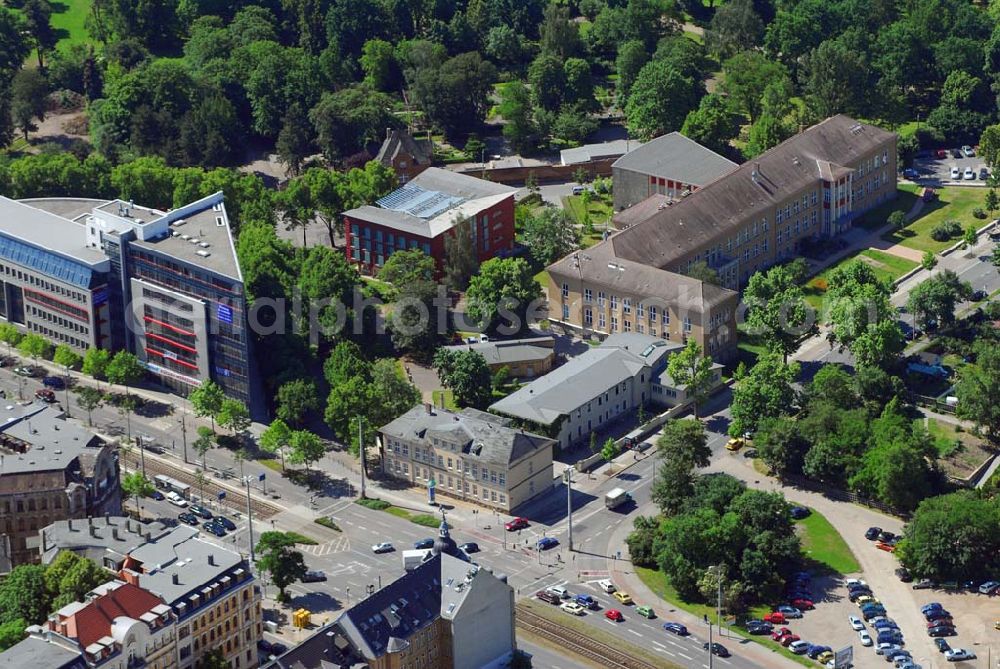 Aerial photograph Leipzig - Blick auf das Wohnhaus der IKV GMBH an der Volkmarstraße in Leipzig.