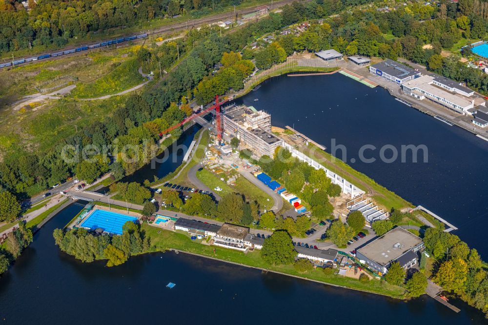 Aerial image Duisburg - Sporting center of the regatta courses - Racetrack Sportpark Wedau in Duisburg in the state North Rhine-Westphalia