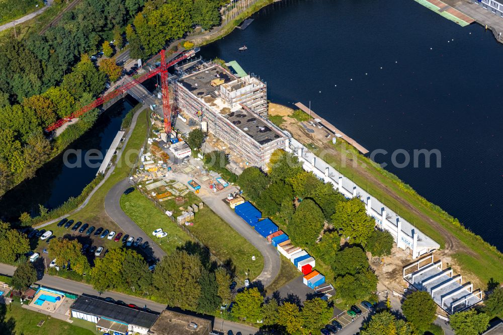 Aerial photograph Duisburg - Sporting center of the regatta courses - Racetrack Sportpark Wedau in Duisburg in the state North Rhine-Westphalia