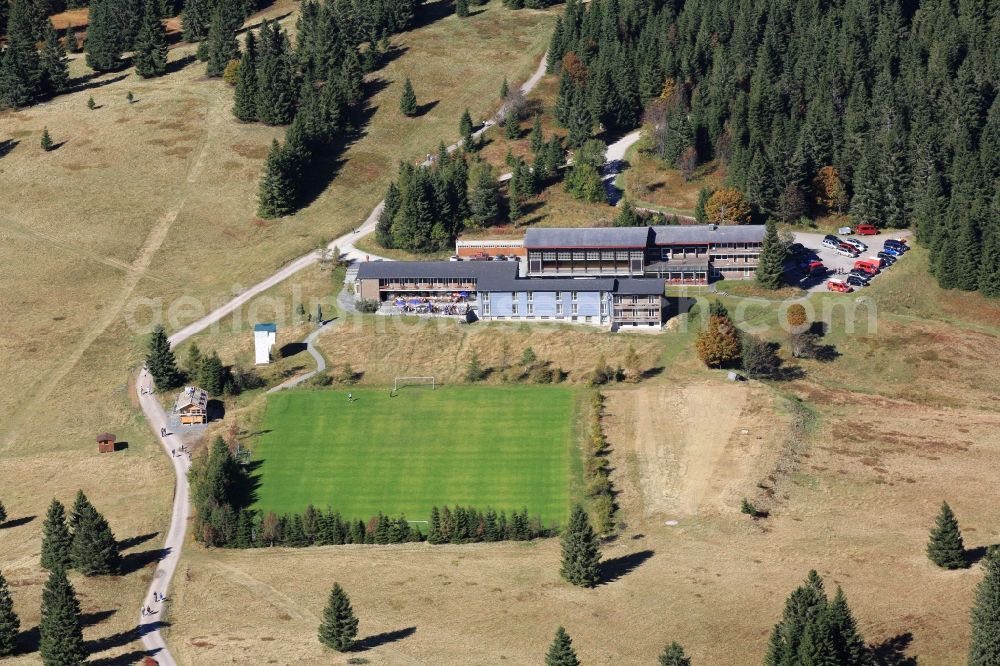 Aerial image Feldberg (Schwarzwald) - The power center Herzogenhorn in Feldberg (Schwarzwald) in Baden-Wuerttemberg is located in the high altitude in the Black Forest and is called Olympiastuetzpunkt Freiburg-Schwarzwald