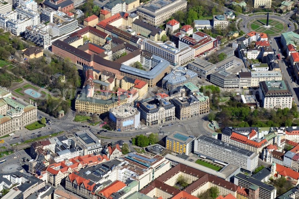 München from above - View of the Lenbachplatz in Munich in the state Bavaria