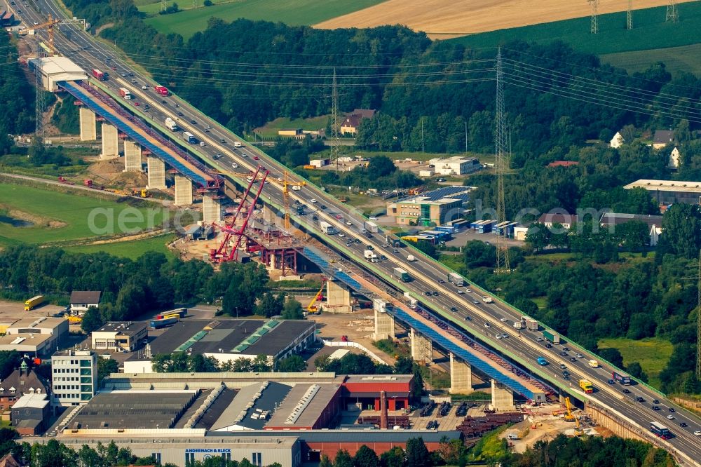 Hagen from above - View of the Lennetalbruecke in Hagen in the state North Rhine-Westphalia