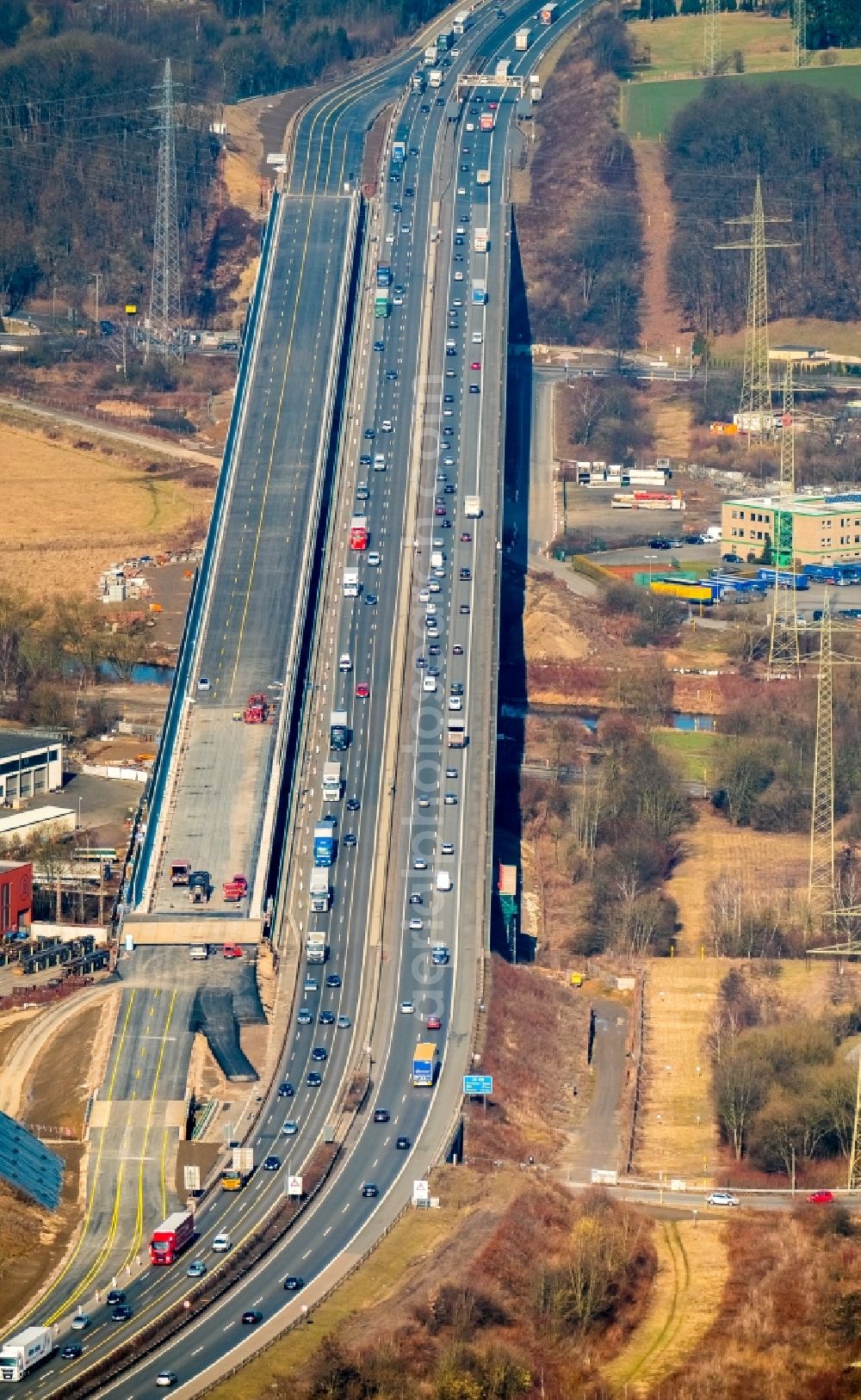 Hagen from above - View of the Lennetalbruecke in Hagen in the state North Rhine-Westphalia