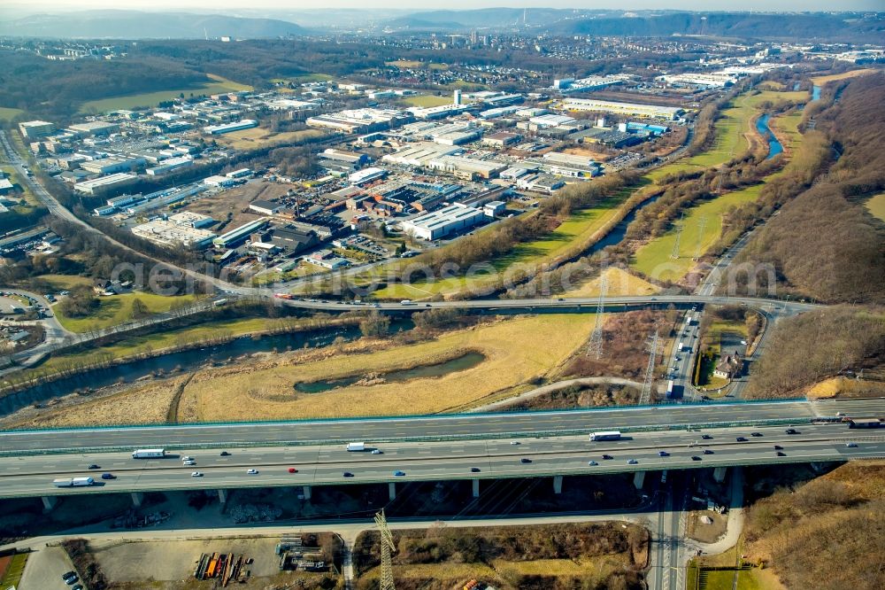 Hagen from the bird's eye view: View of the Lennetalbruecke in Hagen in the state North Rhine-Westphalia