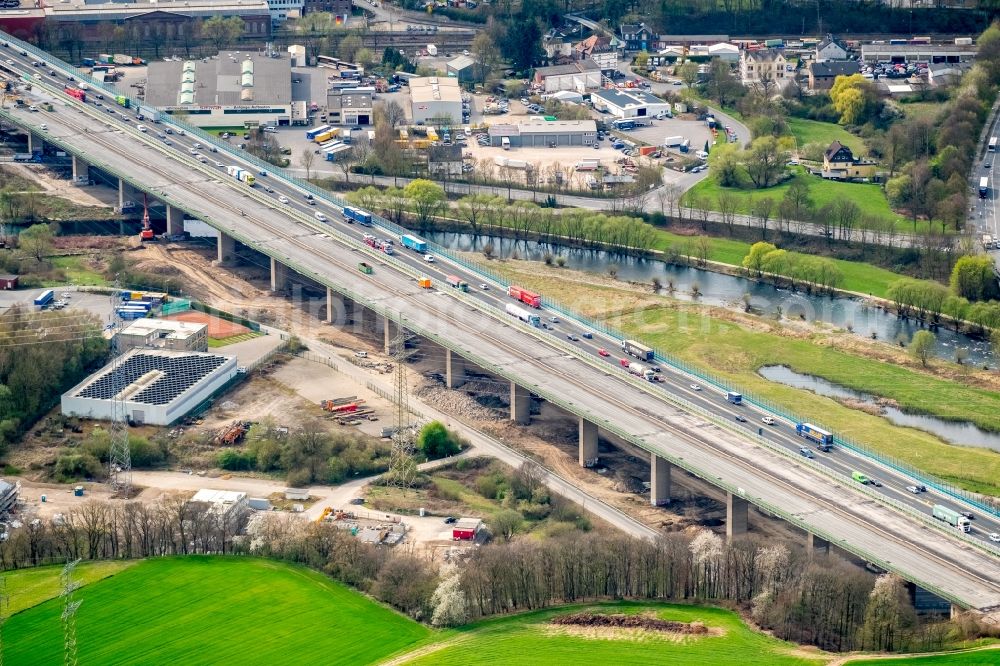 Hagen from above - View of the Lennetalbruecke in Hagen in the state North Rhine-Westphalia