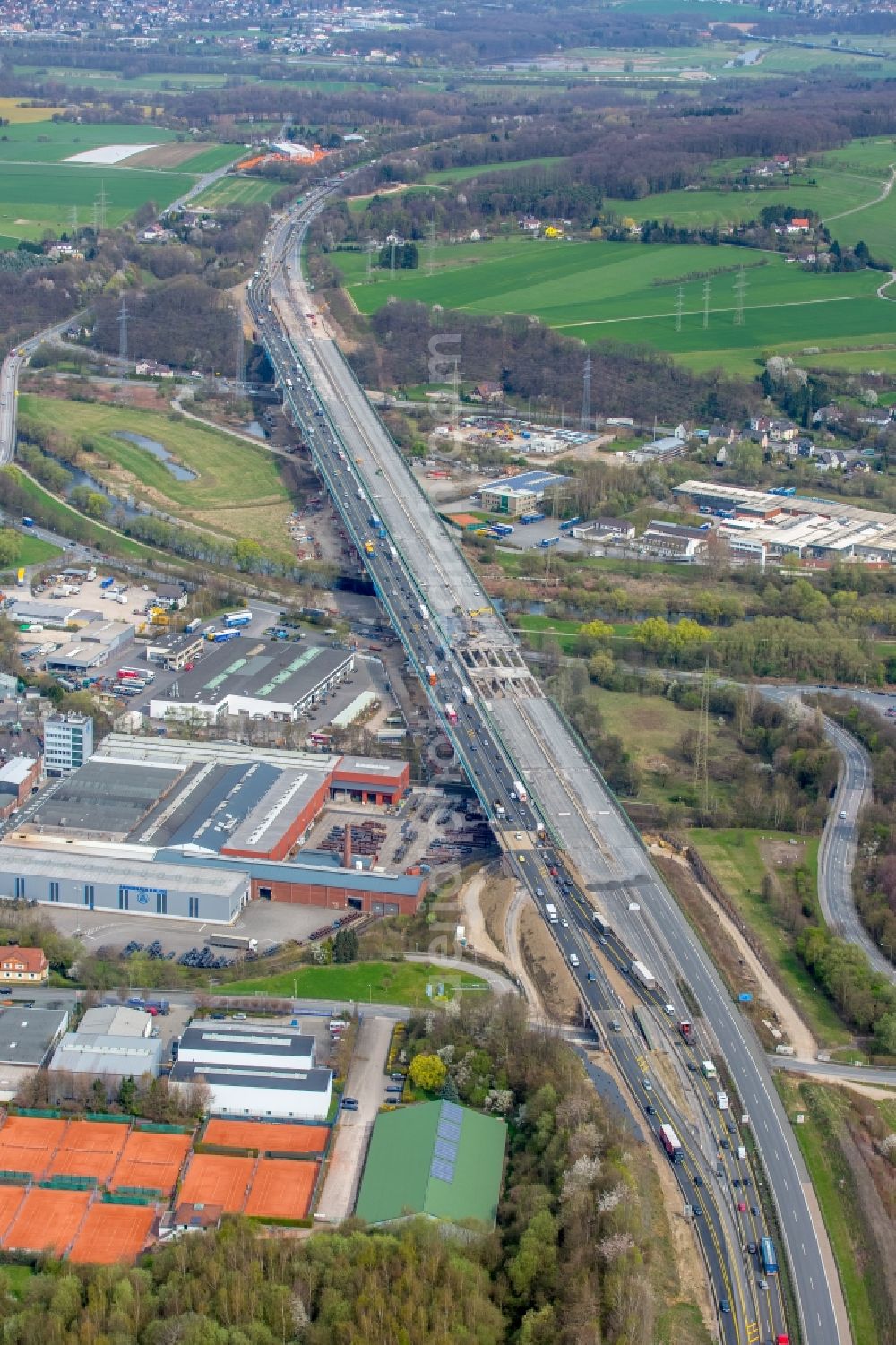 Aerial image Hagen - View of the Lennetalbruecke in Hagen in the state North Rhine-Westphalia