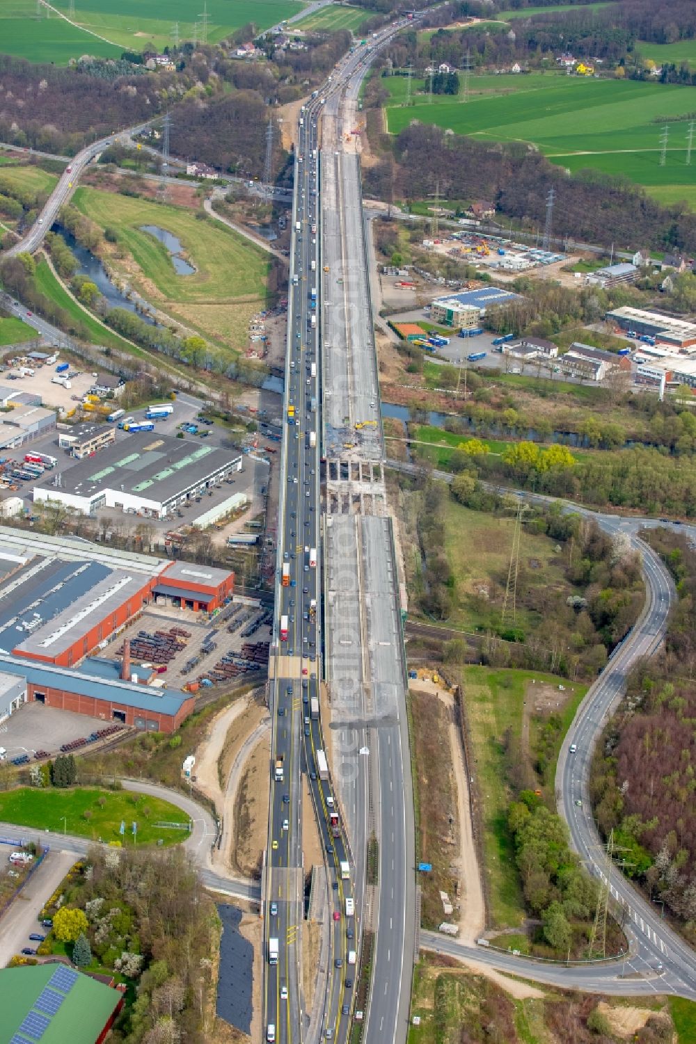 Aerial image Hagen - View of the Lennetalbruecke in Hagen in the state North Rhine-Westphalia