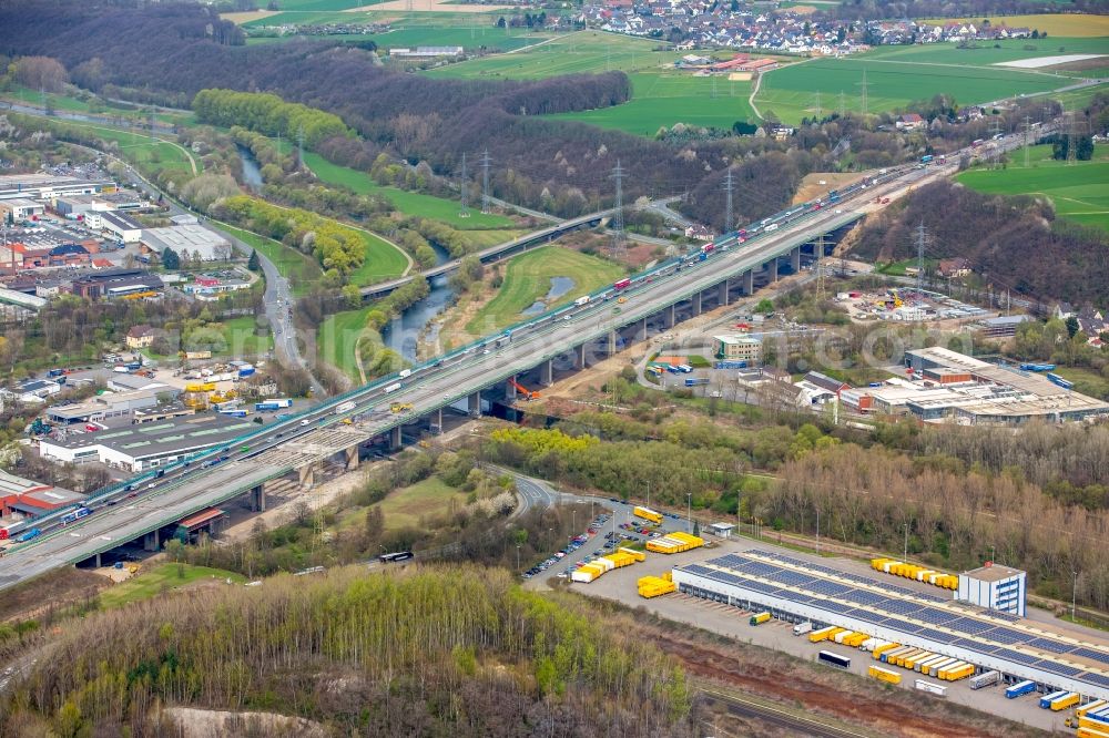 Aerial photograph Hagen - View of the Lennetalbruecke in Hagen in the state North Rhine-Westphalia in Germany