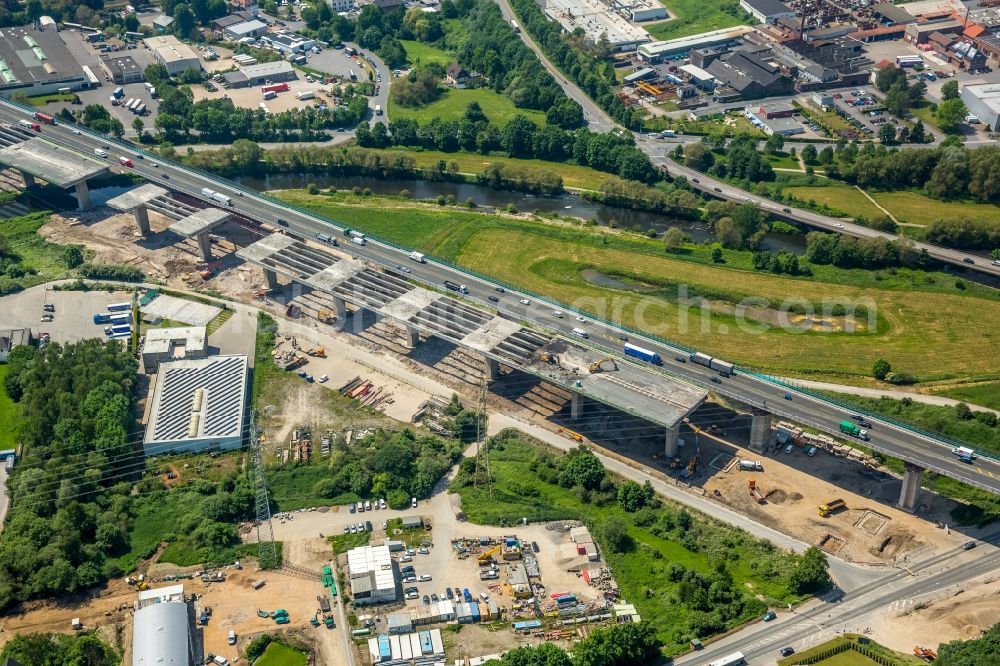 Hagen from above - View of the Lennetalbruecke in Hagen in the state North Rhine-Westphalia in Germany