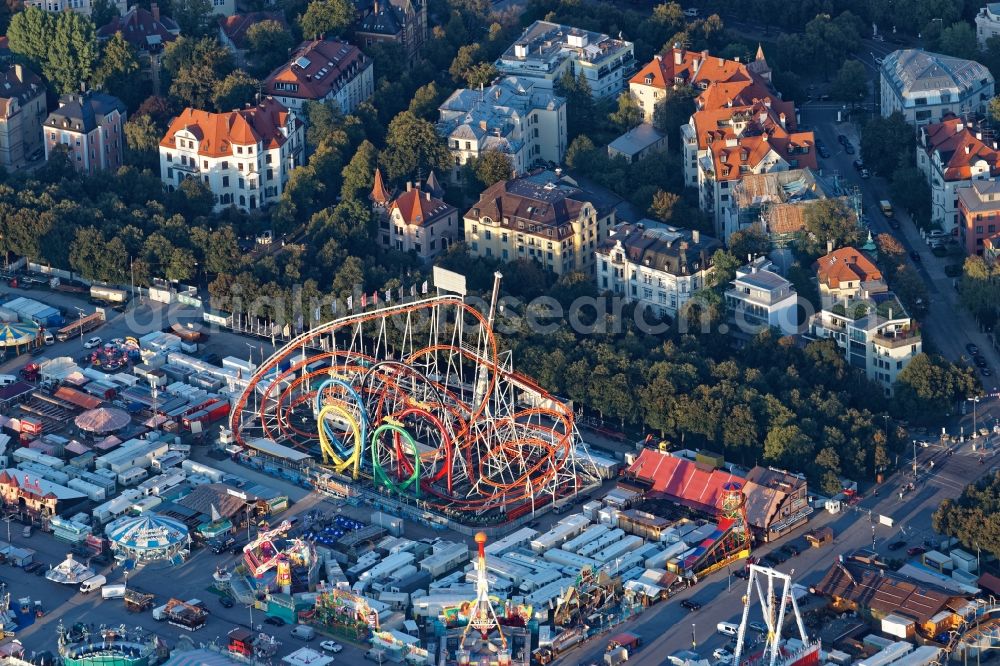 München from the bird's eye view: Area of the Munich Oktoberfest at the Theresienwiese in Munich, Bavaria