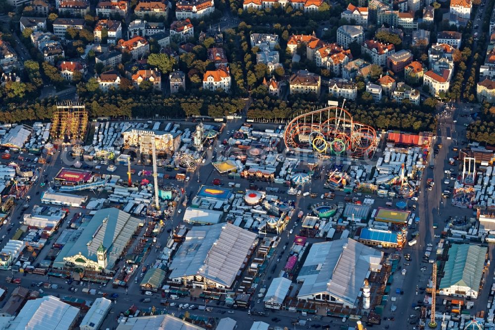 Aerial photograph München - Area of the Munich Oktoberfest at the Theresienwiese in Munich, Bavaria