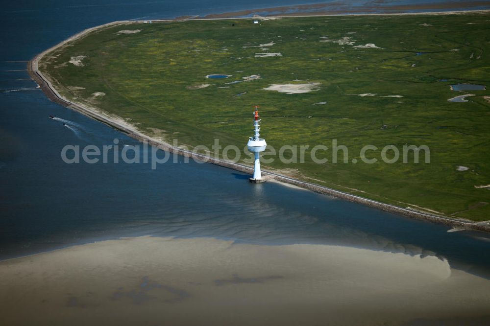 Aerial image Neuwerk - Lighttower at the Hallig Neuwerk islands in the Wadden Sea