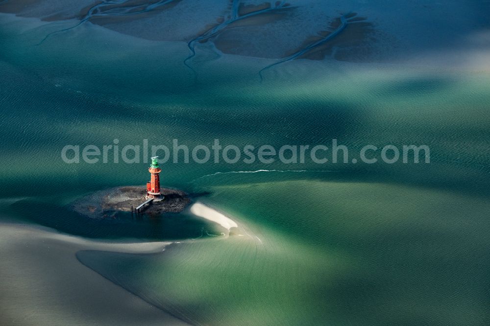 Aerial photograph Butjadingen - Lighthouse as a historic seafaring character in the coastal area of North Sea in the district Langwarden in Butjadingen in the state Lower Saxony