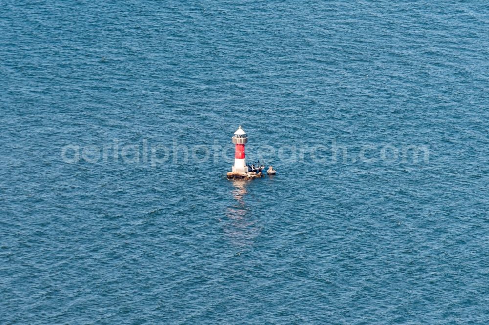 Kröslin from above - Lighthouse as a historic seafaring character in the coastal area of Baltic Sea in Kroeslin in the state Mecklenburg - Western Pomerania