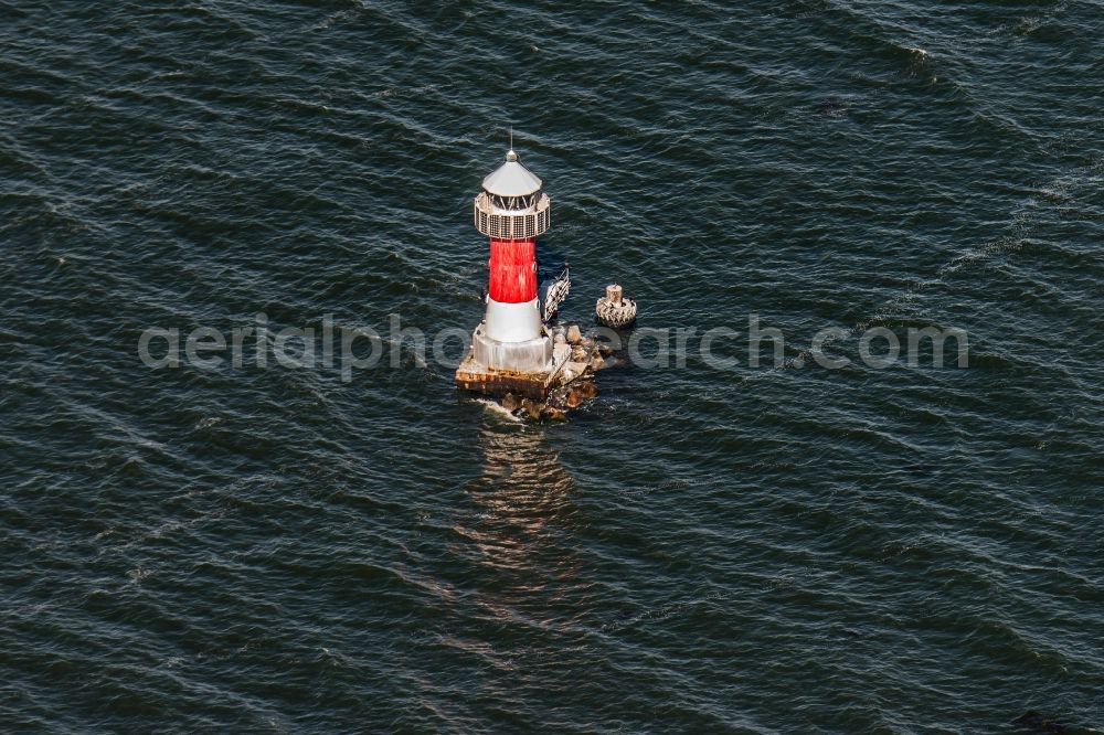 Kröslin from the bird's eye view: Lighthouse as a historic seafaring character in the coastal area of Baltic Sea in Kroeslin in the state Mecklenburg - Western Pomerania