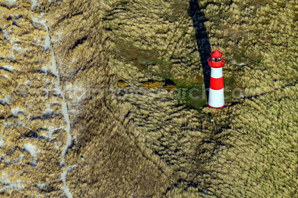 List from above - Lighthouse as a historic seafaring character List Ost in List at the island Sylt in the state Schleswig-Holstein, Germany