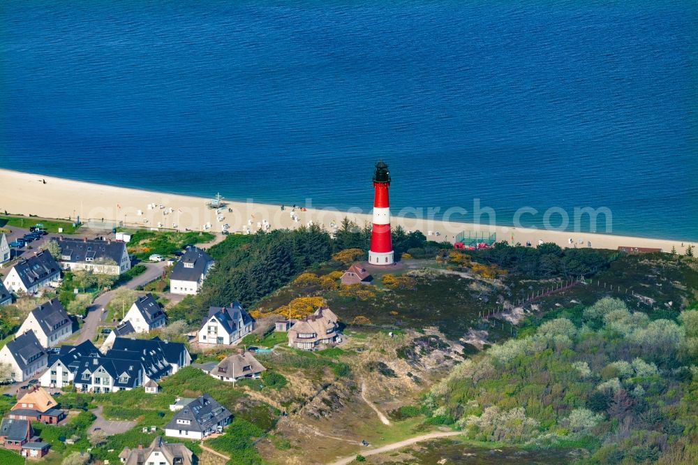 Hörnum (Sylt) from the bird's eye view: Lighthouse as a historic seafaring character in Hoernum (Sylt) on Island Sylt in the state Schleswig-Holstein, Germany