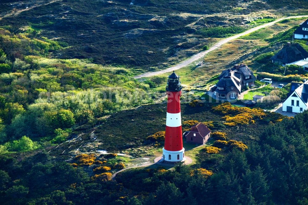 Hörnum (Sylt) from the bird's eye view: Lighthouse as a historic seafaring character in Hoernum (Sylt) on Island Sylt in the state Schleswig-Holstein, Germany