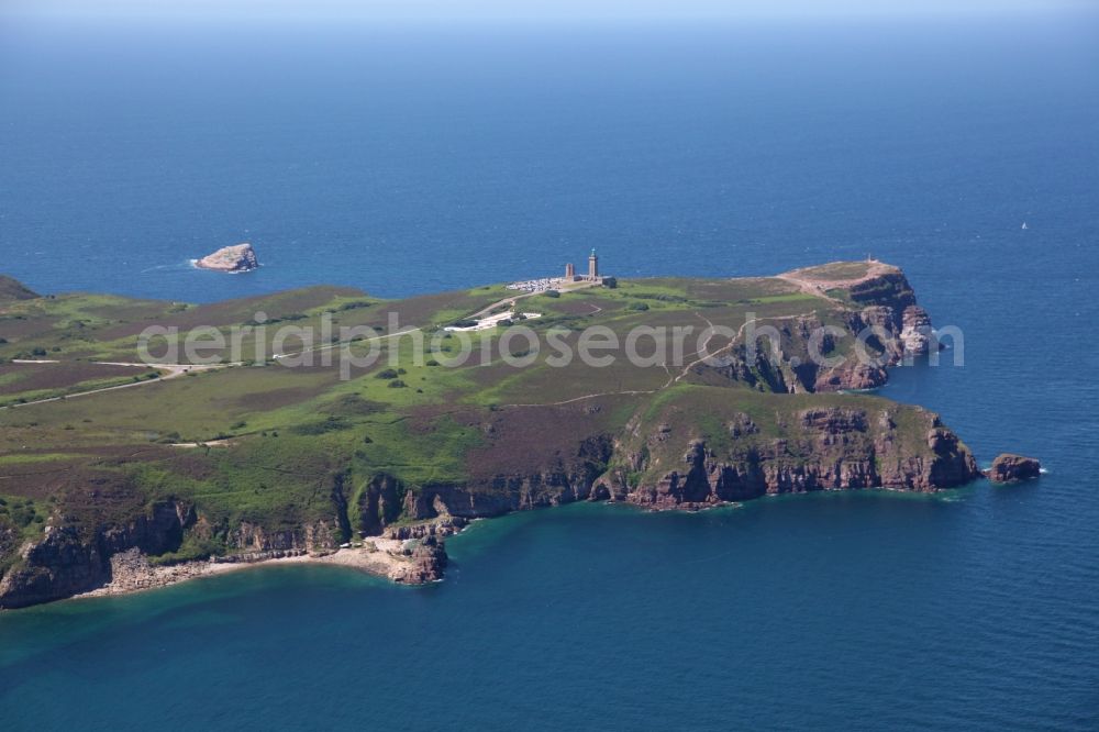 Plevenon from above - Lighthouse as a seafaring character in the coastal area of the district Cap Frehel in Plevenon in Brittany, France