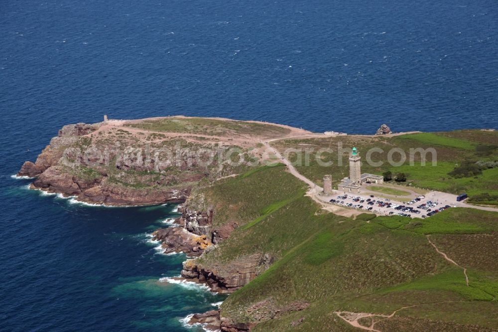 Aerial photograph Plevenon - Lighthouse as a seafaring character in the coastal area of the district Cap Frehel in Plevenon in Brittany, France