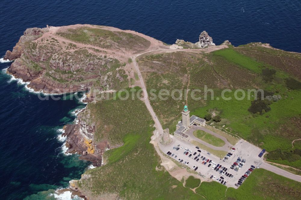 Plevenon from above - Lighthouse as a seafaring character in the coastal area of the district Cap Frehel in Plevenon in Brittany, France