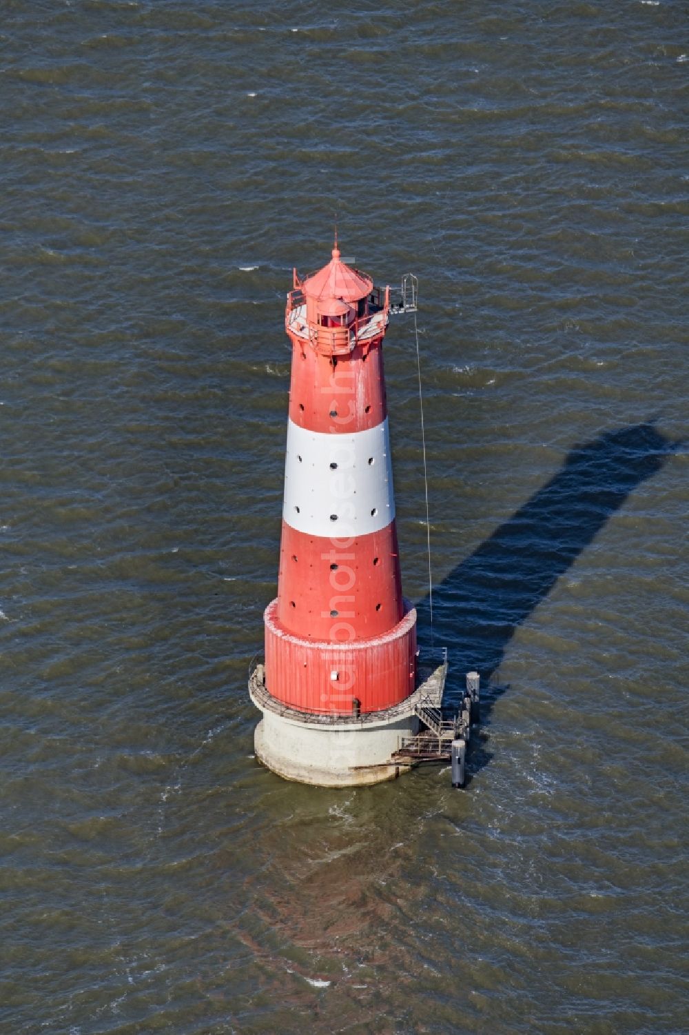 Wilhelmshaven from the bird's eye view: Lighthouse Arngast a maritime sign in the Jadebusen South of Wilhelmshaven on a sandbank in the watt in Lower Saxony Germany