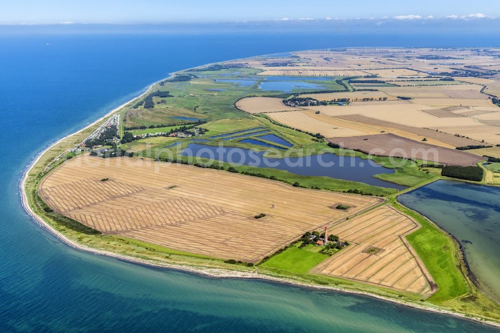 Aerial image Fehmarn - The Lighthouse of Fluegge is located in the southwest of the island of Fehmarn. It is open to visitors and in use since 1916